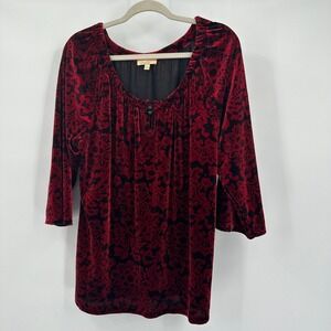 Womens Boho Victorian Floral Burn Out Velvet Top Size L‎ Dark Romantic Flowy